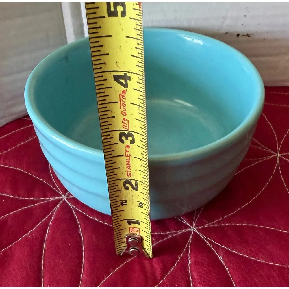 Oxford Stoneware Turquoise Blue Beehive Ribbed Small Bowl Vintage 4.5 Inch